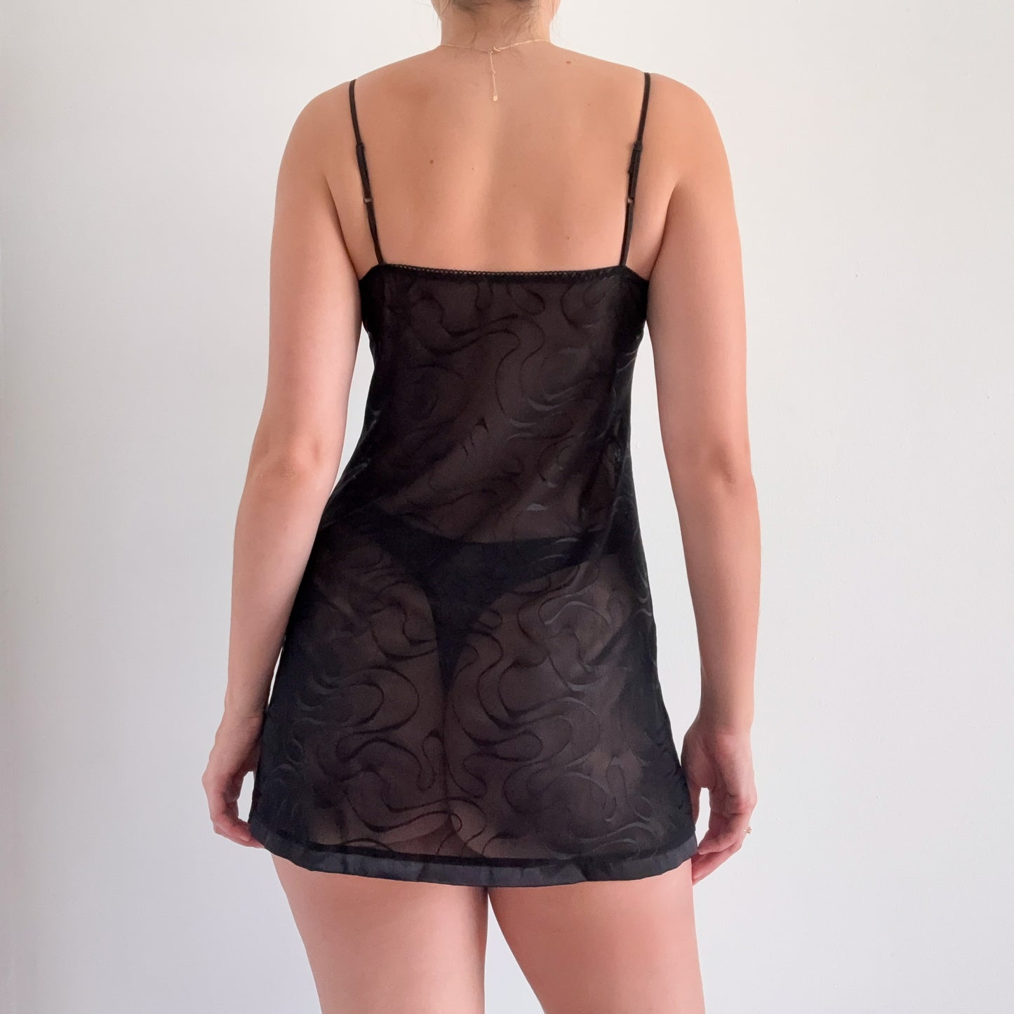 Y2K Black & Brown Embroidered Nighty / SZ S