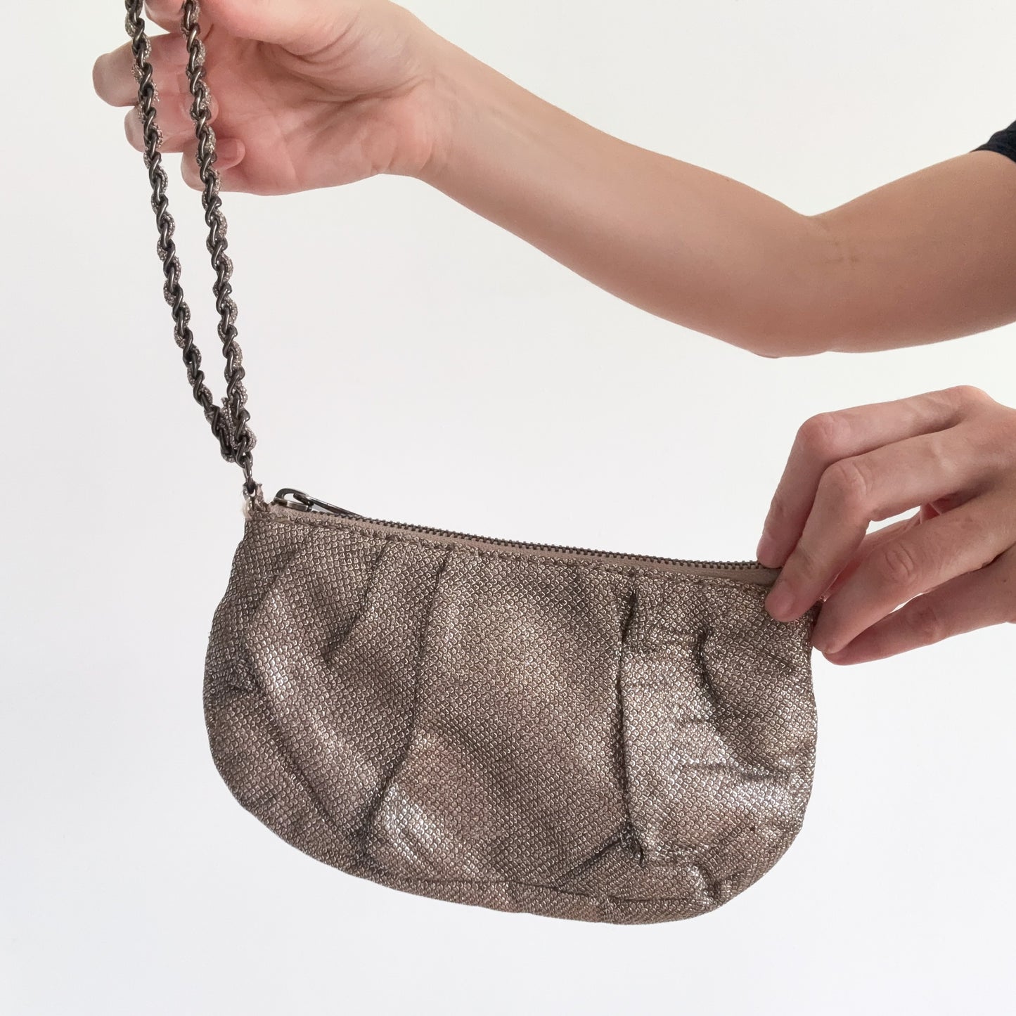 Y2K Gold Metallic Wristlet Clutch