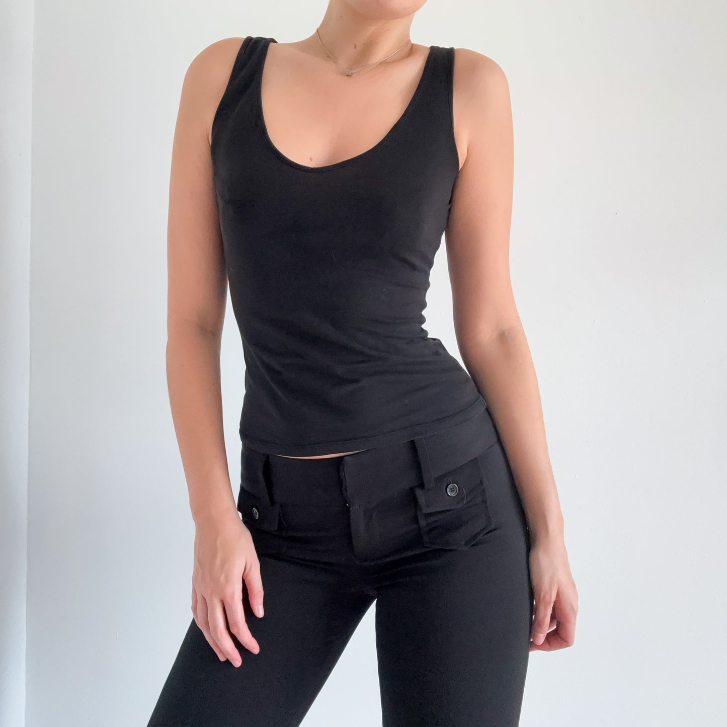 Y2K Gap Black Cotton Stretch Tank / SZ S