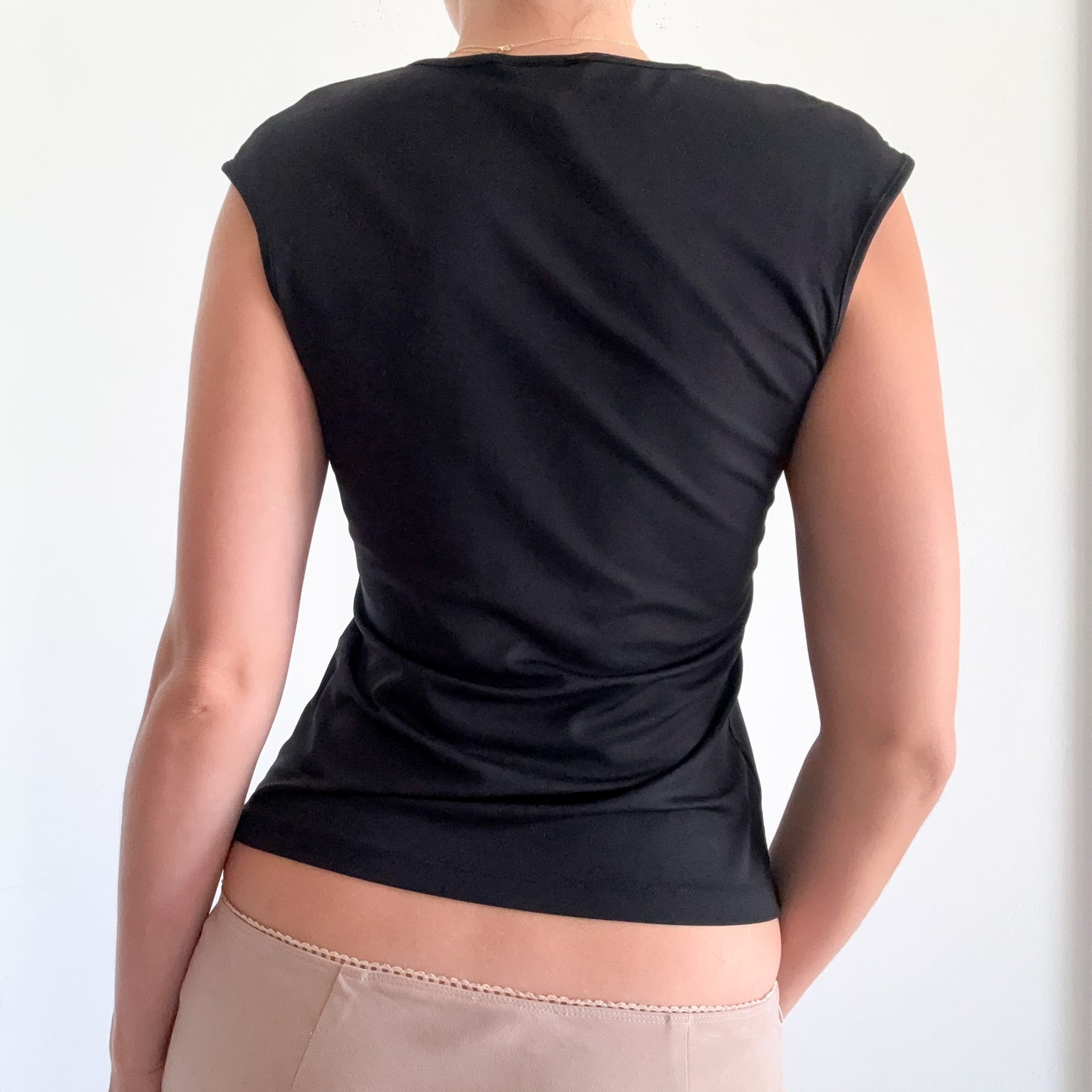 Y2K Black Cap Sleeve Top / SZ M