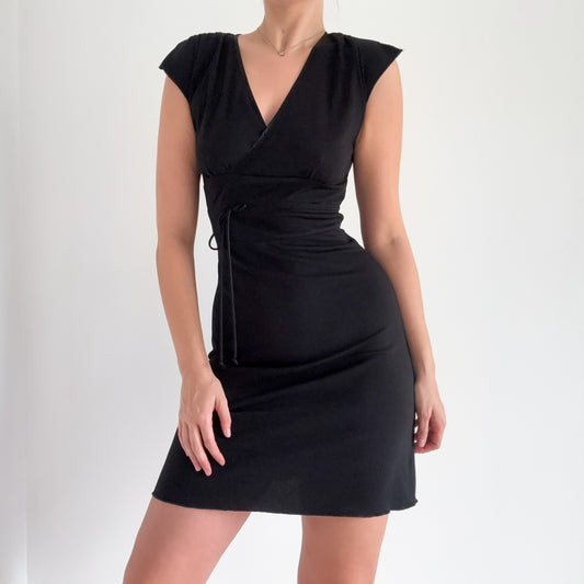 Y2K Black Wrap Style Mini Dress / SZ XS/S