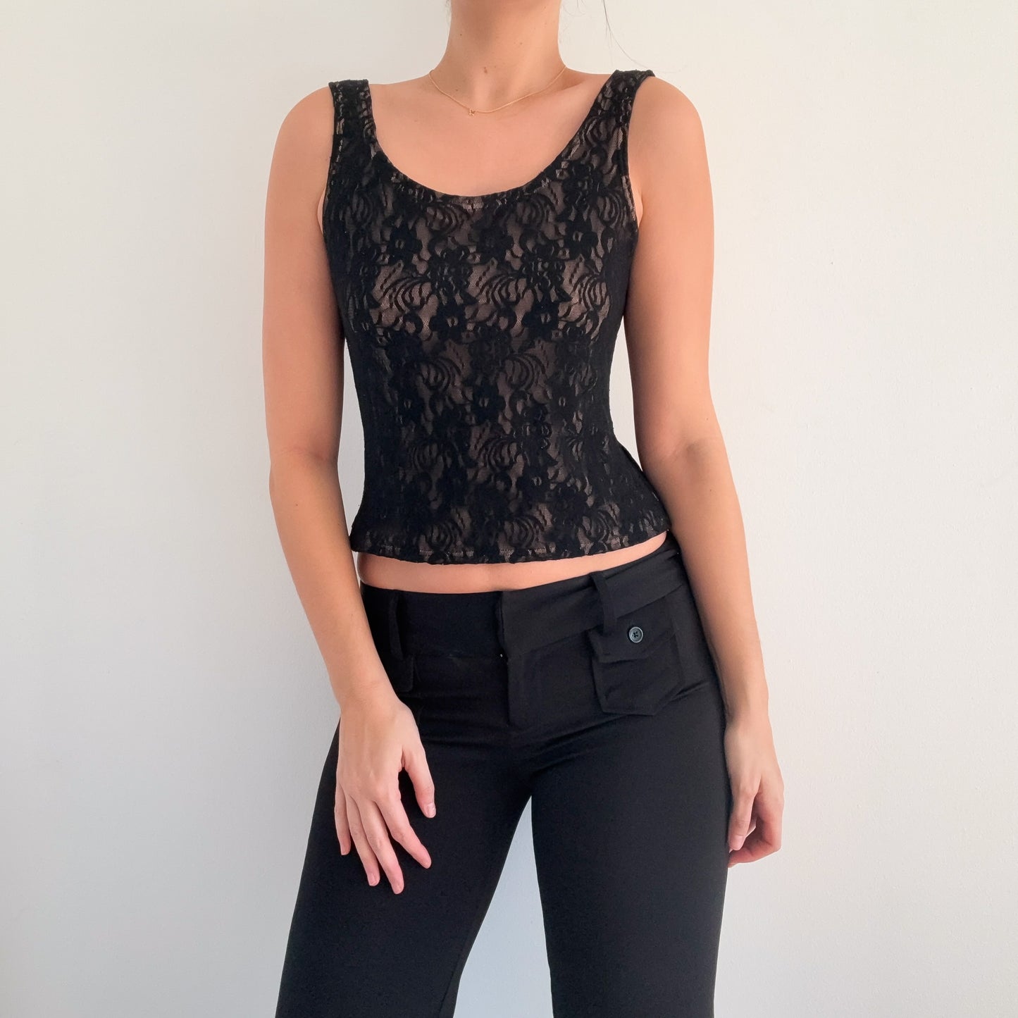 Y2K Black Lace Tank / SZ M