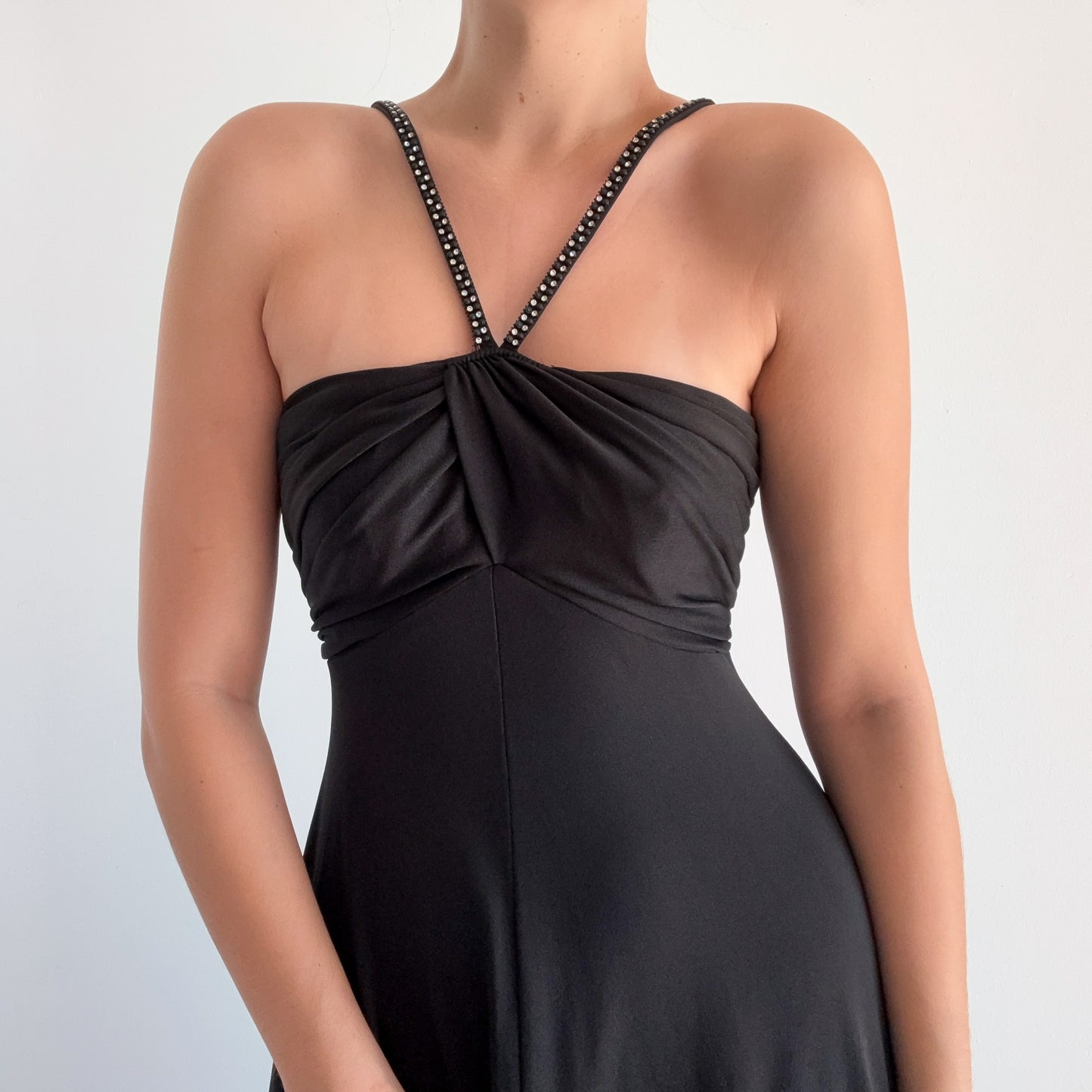 70's Black Diamond Gown / SZ M