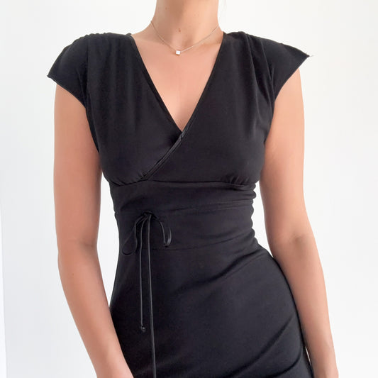 Y2K Black Wrap Style Mini Dress / SZ XS/S