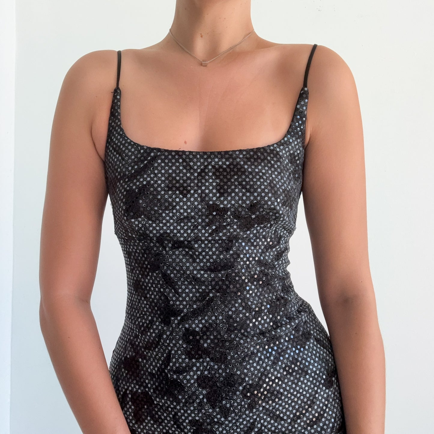 90's Black & Blue Sequin Mini Dress / SZ 4/6