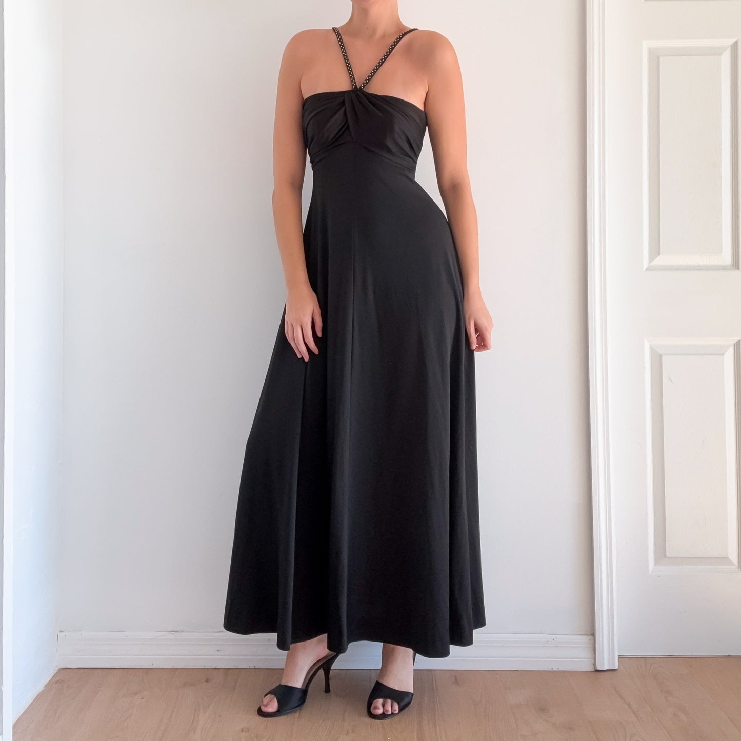 70's Black Diamond Gown / SZ M