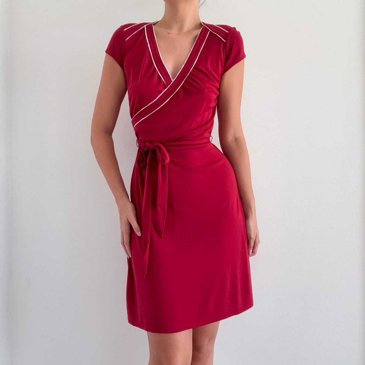 Y2K Maroon & White Wrap Style Dress / SZ 4/6