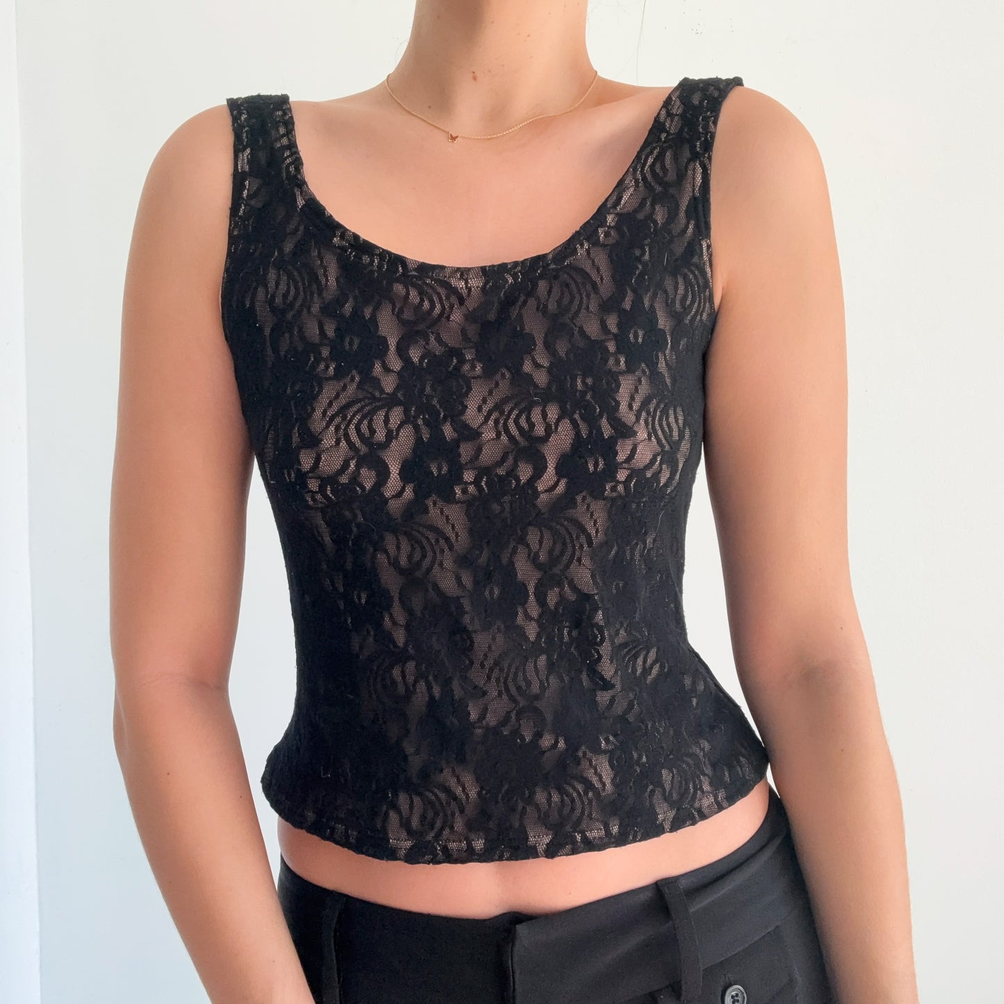 Y2K Black Lace Tank / SZ M