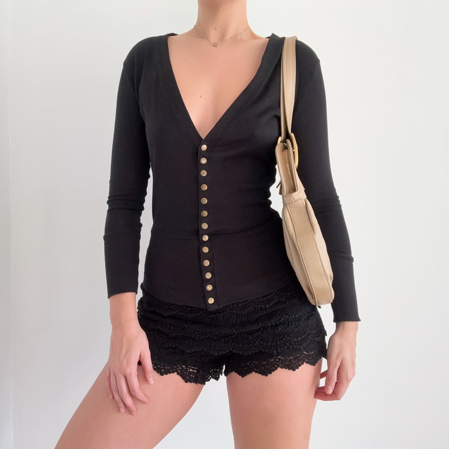 2010's Black Crochet Mini Shorts / SZ M