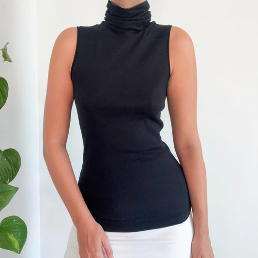 Y2K Black Long Sleeveless Turtleneck / SZ M