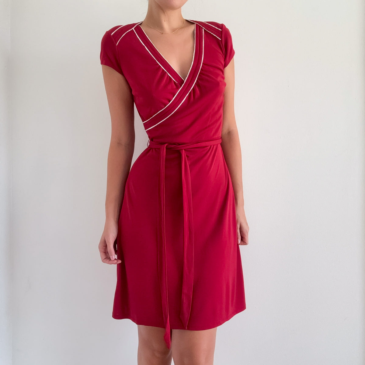 Y2K Maroon & White Wrap Style Dress / SZ 4/6