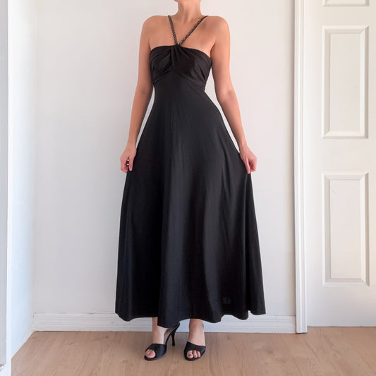 70's Black Diamond Gown / SZ M