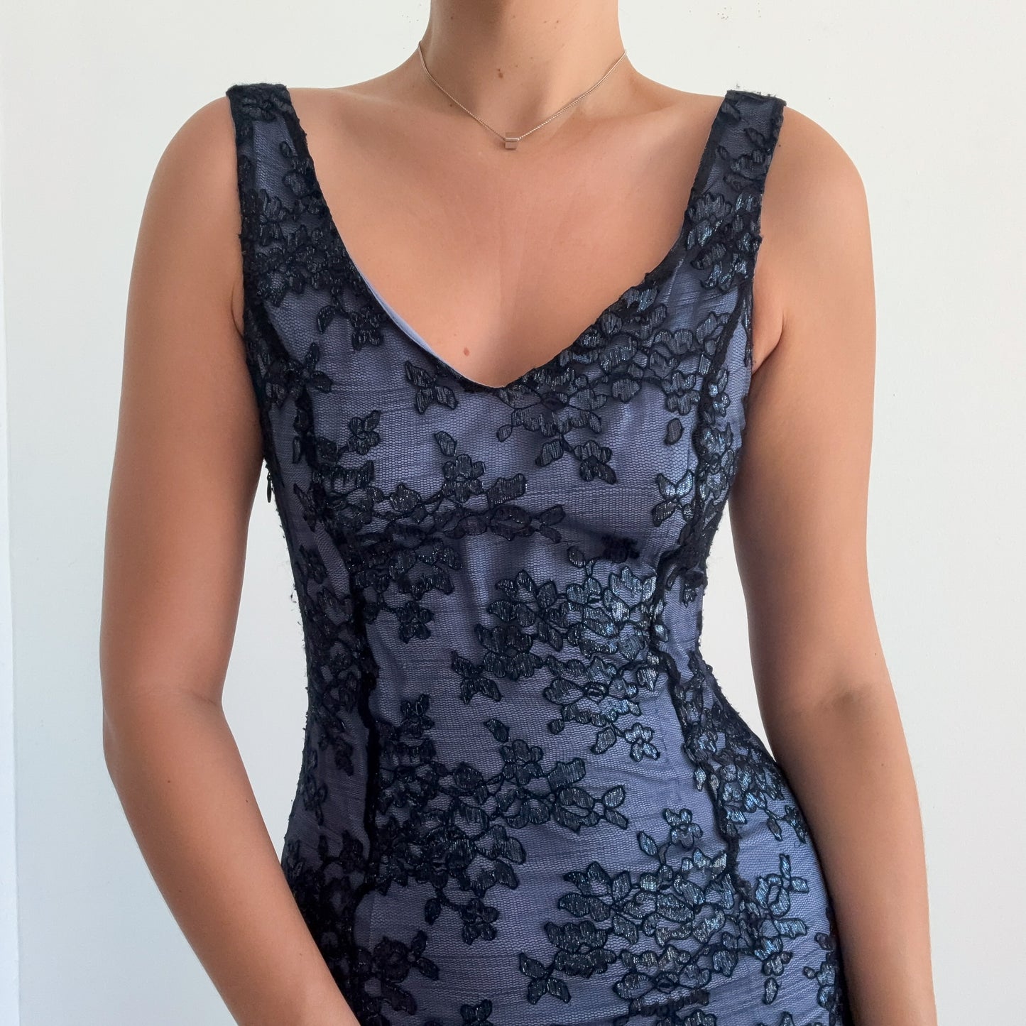 Y2K Black & Black Metallic Floral Dress / SZ 4/6