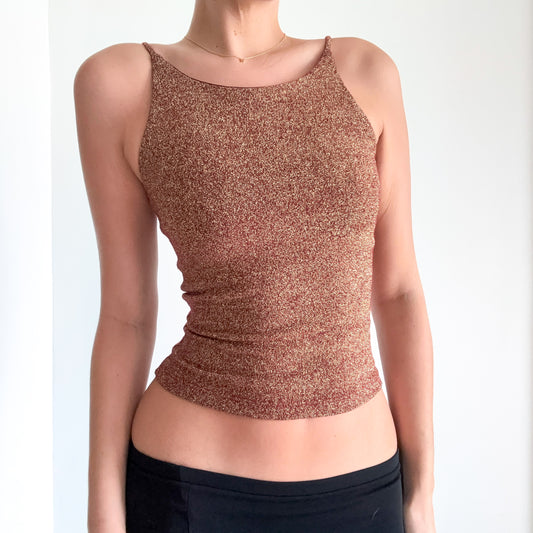 90's Maroon & Gold Sparkle Tank / SZ XS-S