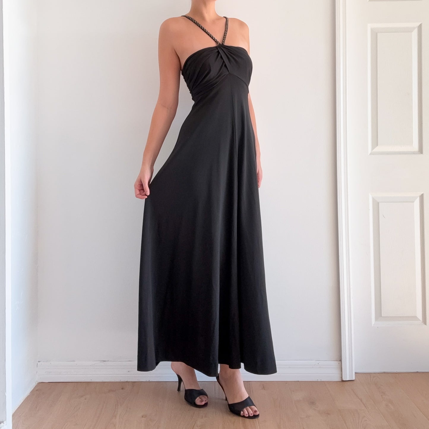 70's Black Diamond Gown / SZ M