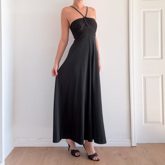70's Black Diamond Gown / SZ M