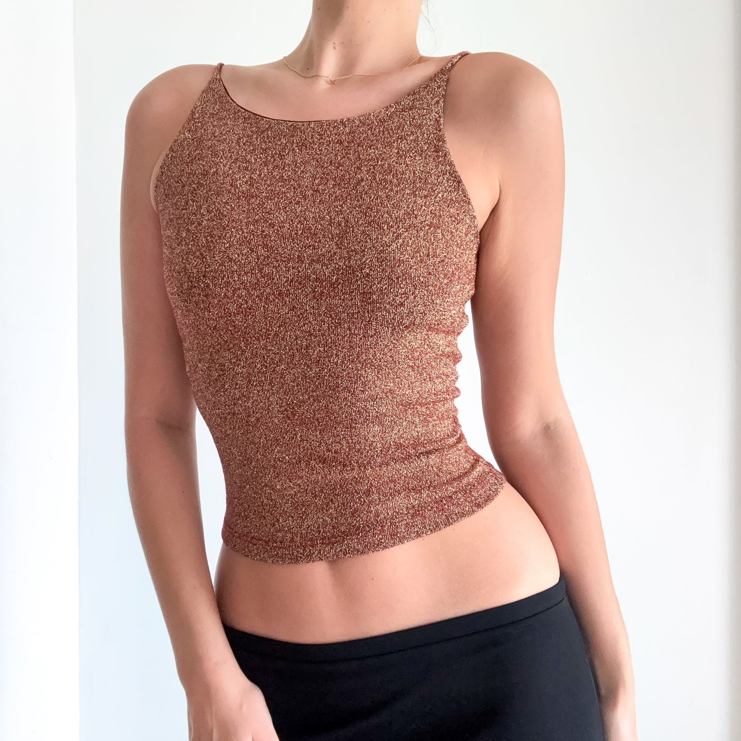 90's Maroon & Gold Sparkle Tank / SZ XS-S