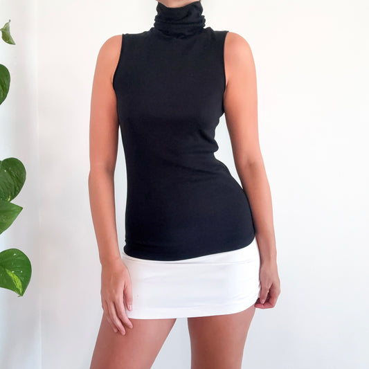 Y2K Black Long Sleeveless Turtleneck / SZ M