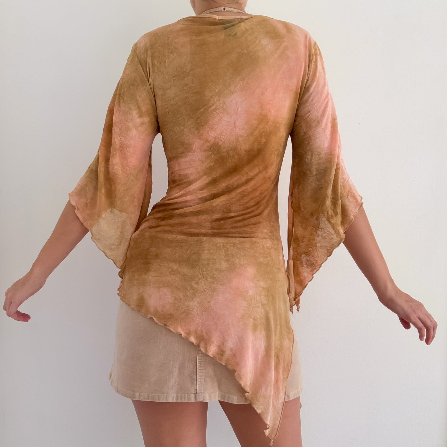 Y2K Candie's Tan & Pink Flare Tunic Top / SZ M