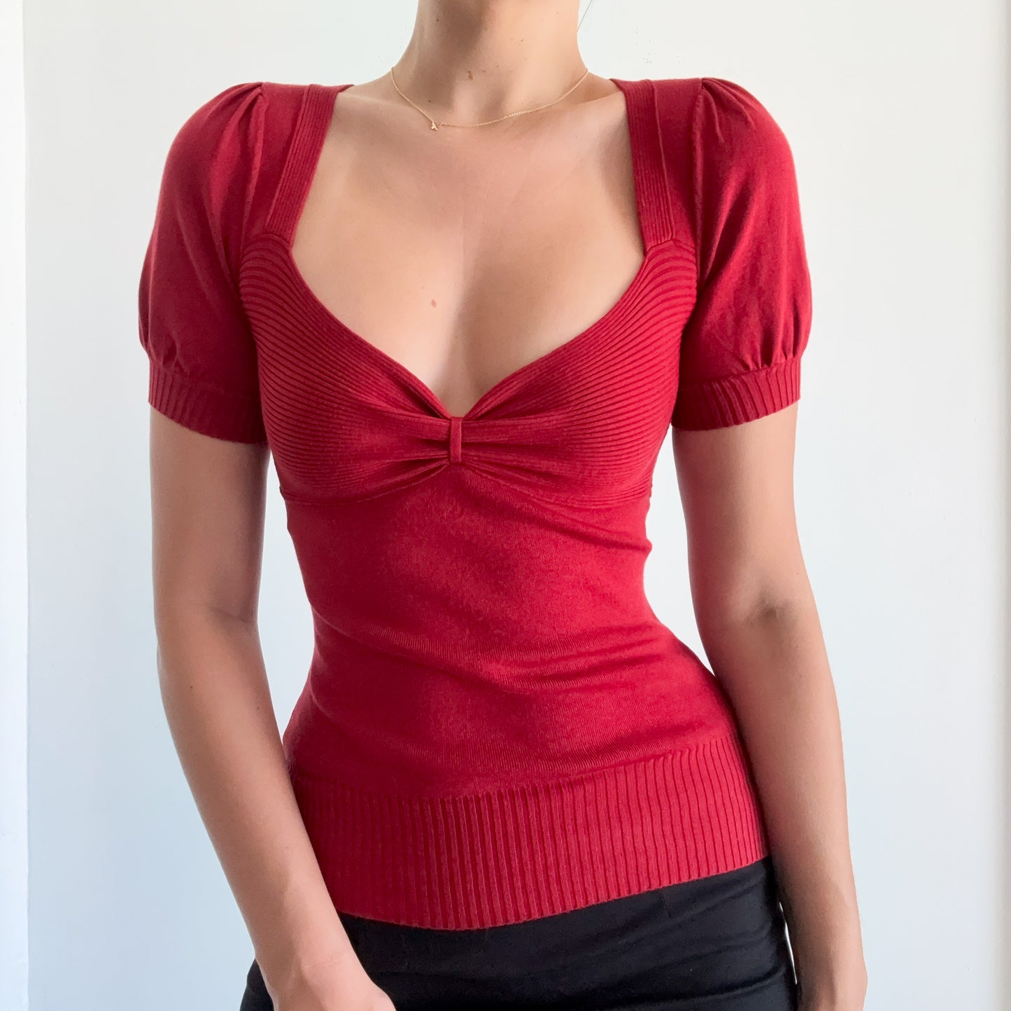 Y2K Chili Red Knit Top / SZ S