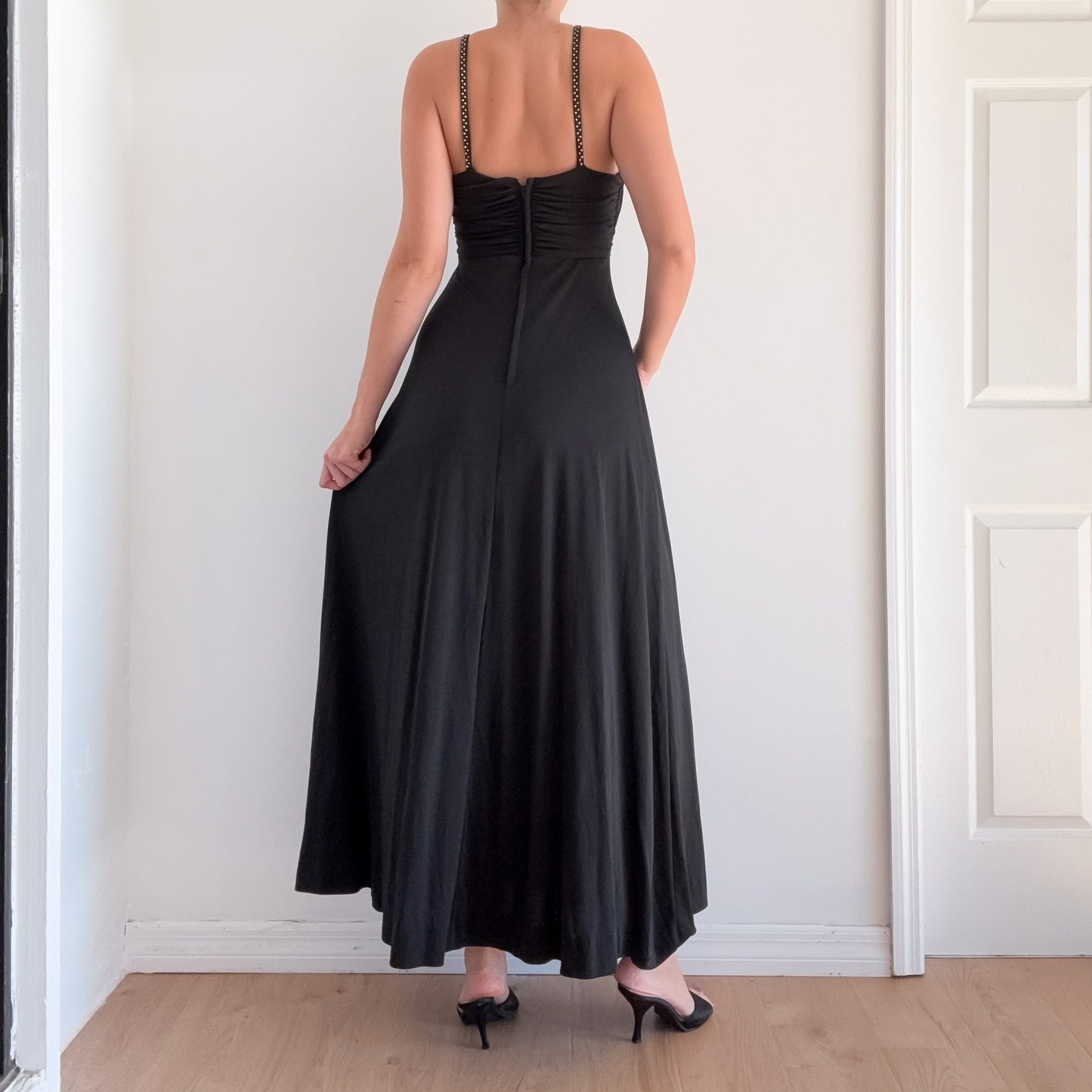 70's Black Diamond Gown / SZ M