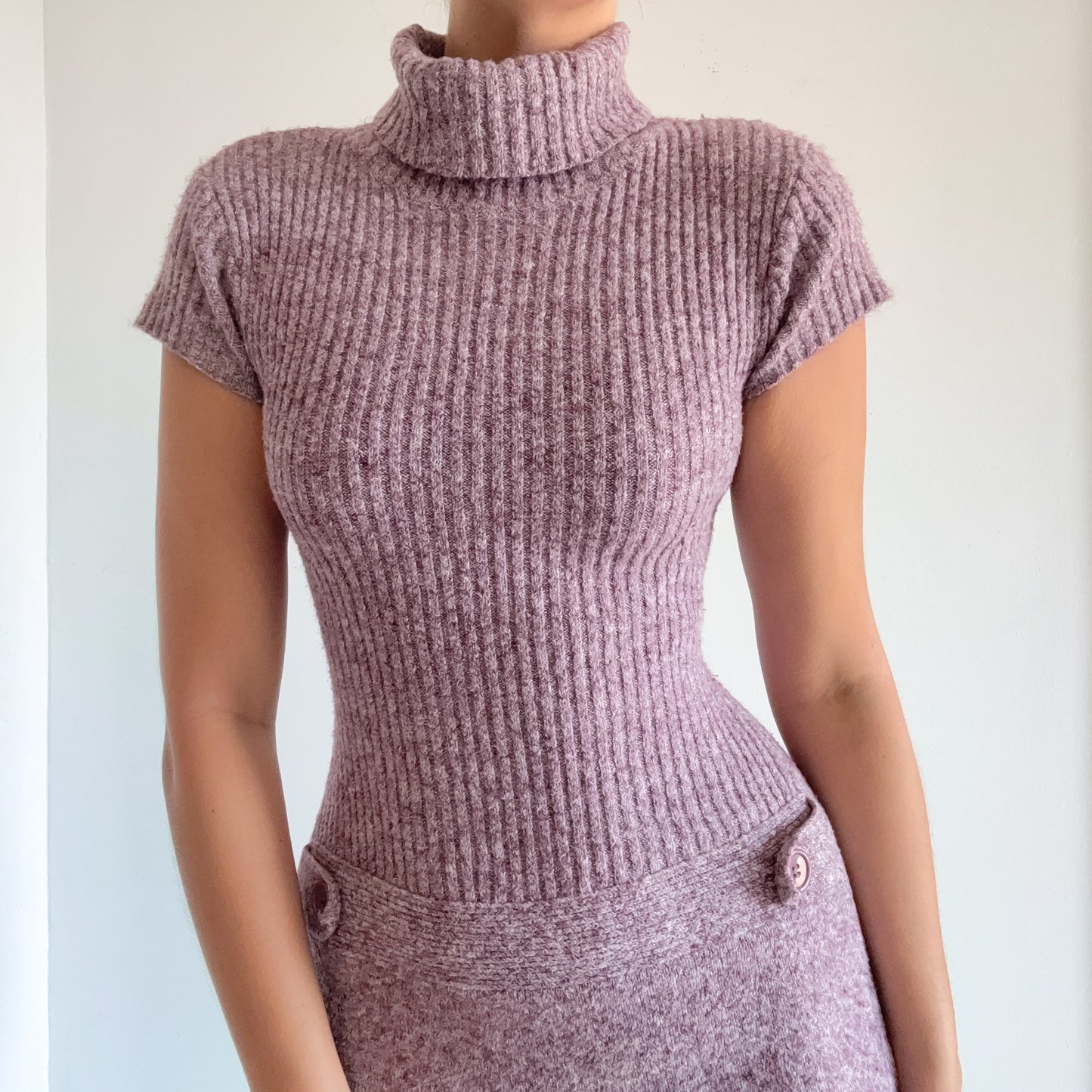 Y2K Muted Purple Knit Sweater Mini Dress / SZ XS-S