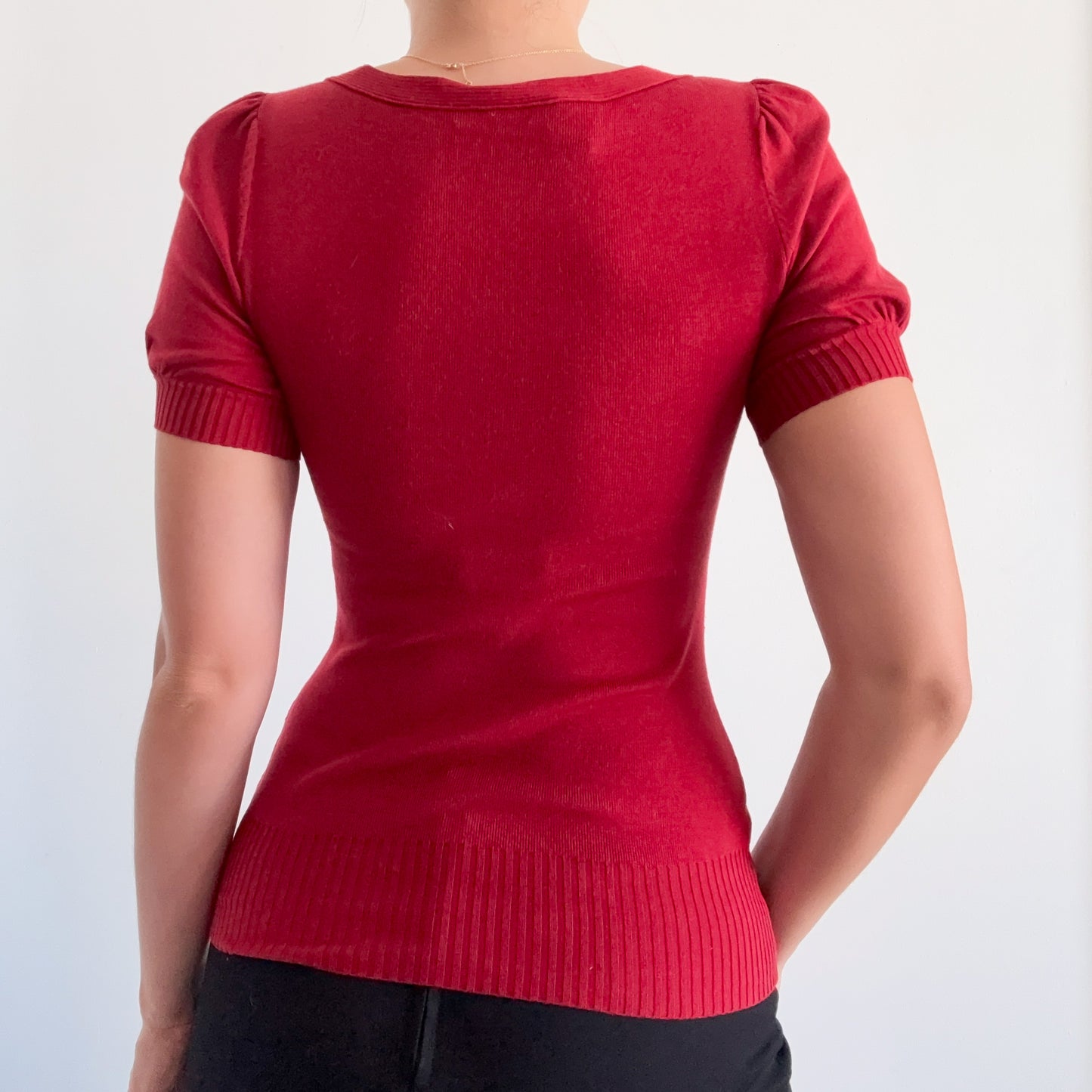 Y2K Chili Red Knit Top / SZ S