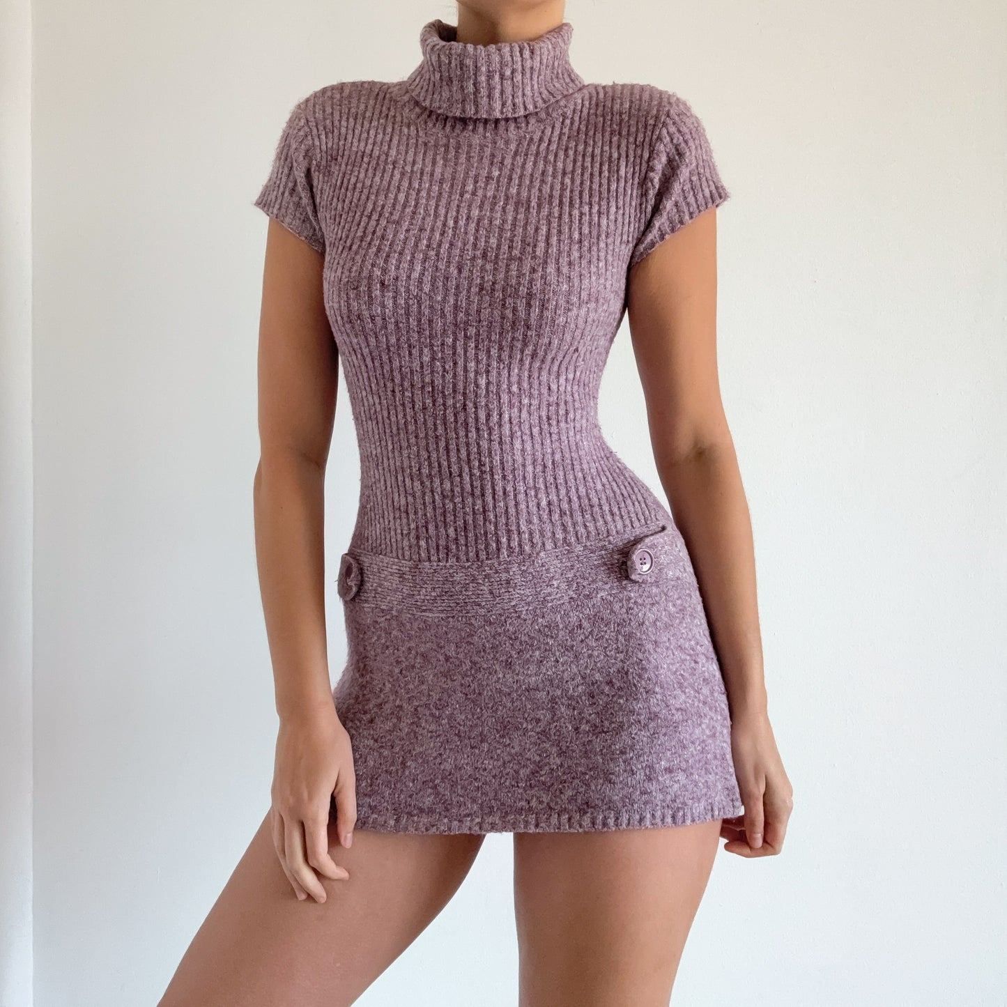 Y2K Muted Purple Knit Sweater Mini Dress / SZ XS-S
