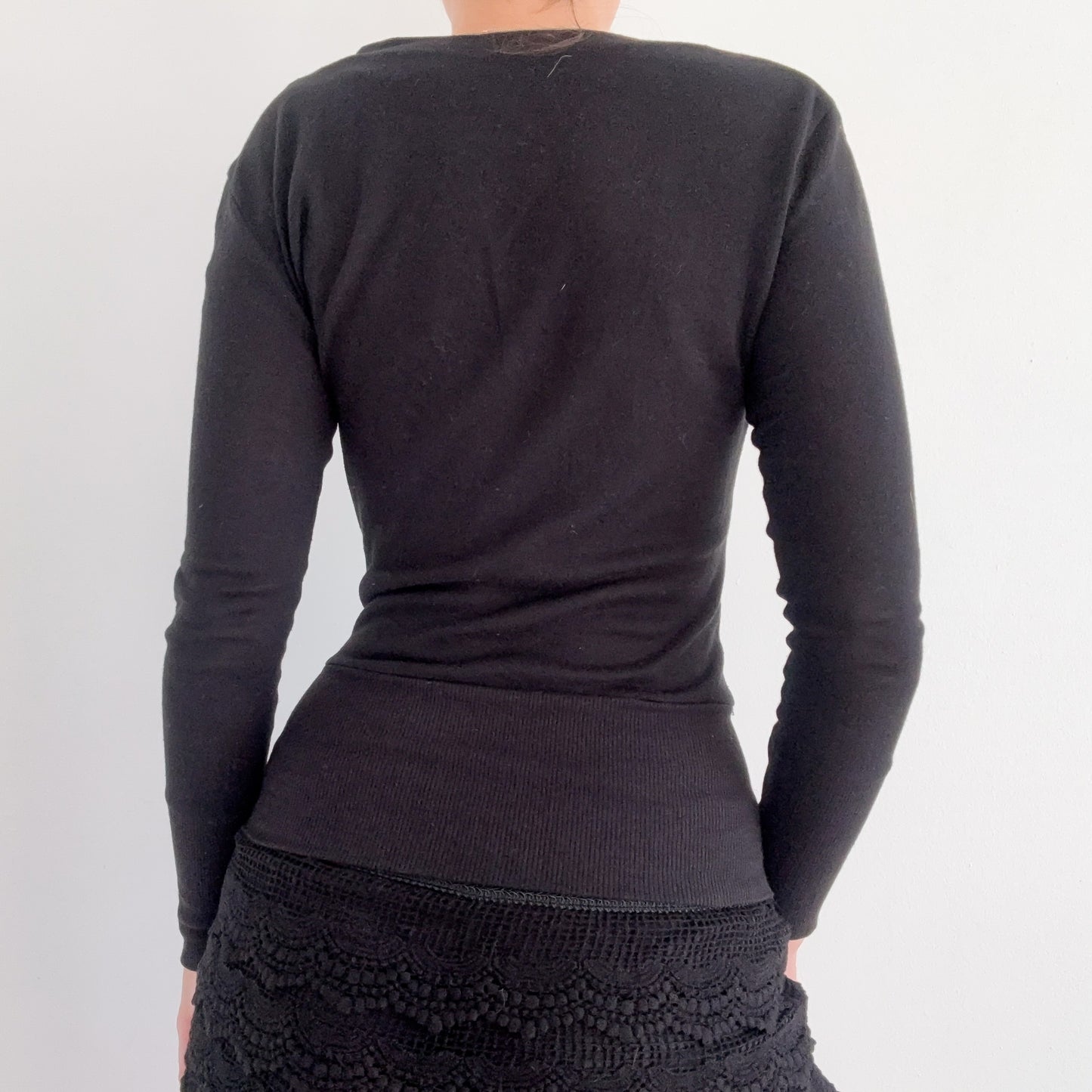 Y2K Black V-Neck Cardigan Top / SZ S/M