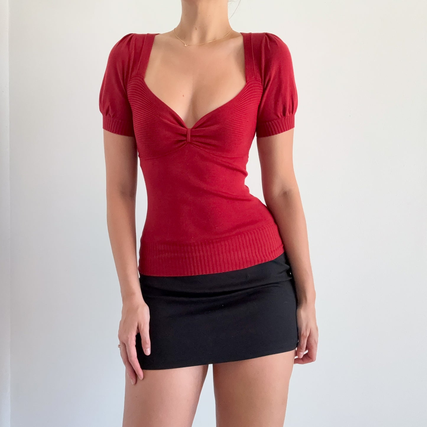 Y2K Chili Red Knit Top / SZ S