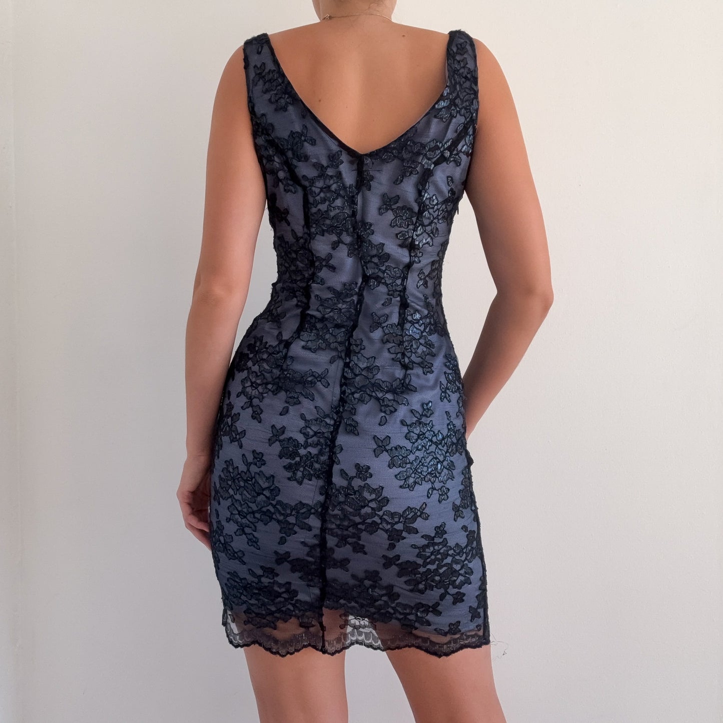 Y2K Black & Black Metallic Floral Dress / SZ 4/6