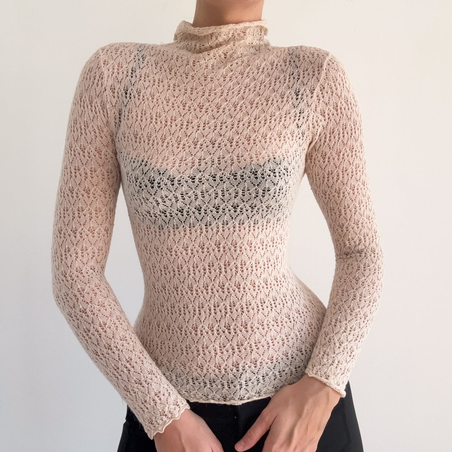 90's Harold's Silk Knit Mock Neck / SZ XS/S