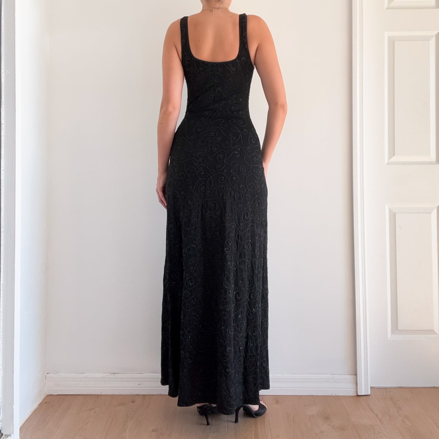 90's Cache Black Beaded Gown / SZ M