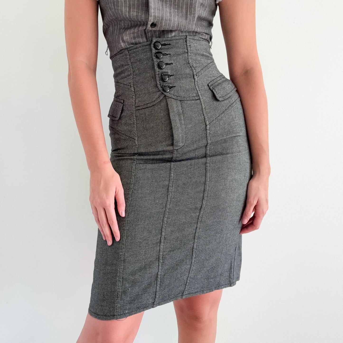 Y2K Nanette Lepore Grey Pencil Skirt / SZ 6