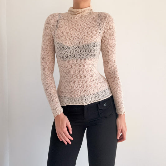 90's Harold's Silk Knit Mock Neck / SZ XS/S