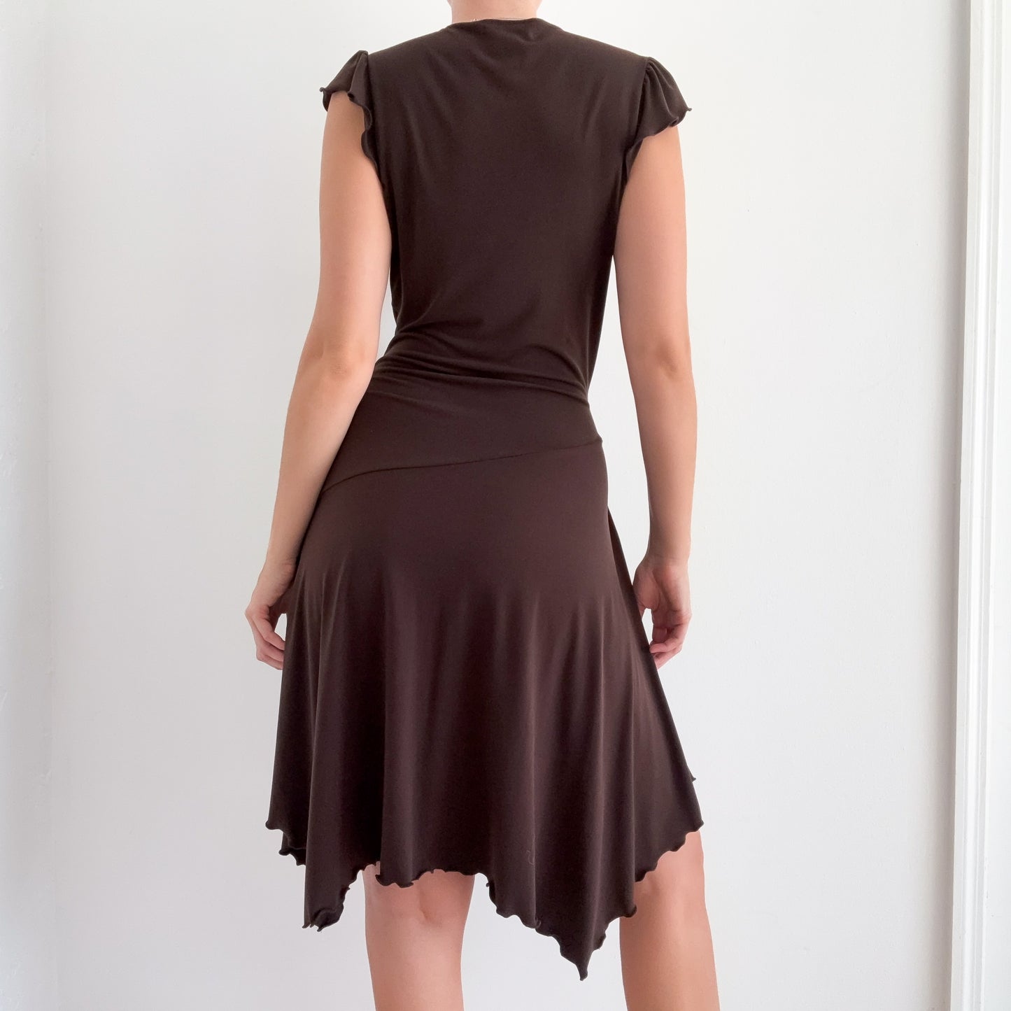 Y2K Brown Wrap Style Midi Dress / SZ M/L