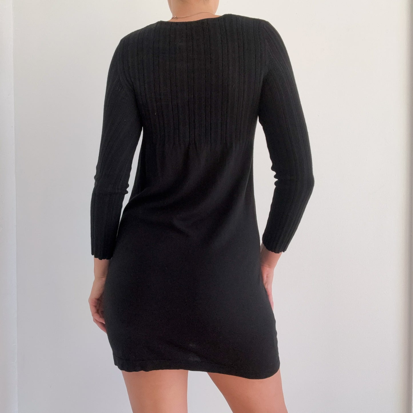 Y2K Black Silk Knit Beaded Mini Dress / SZ S