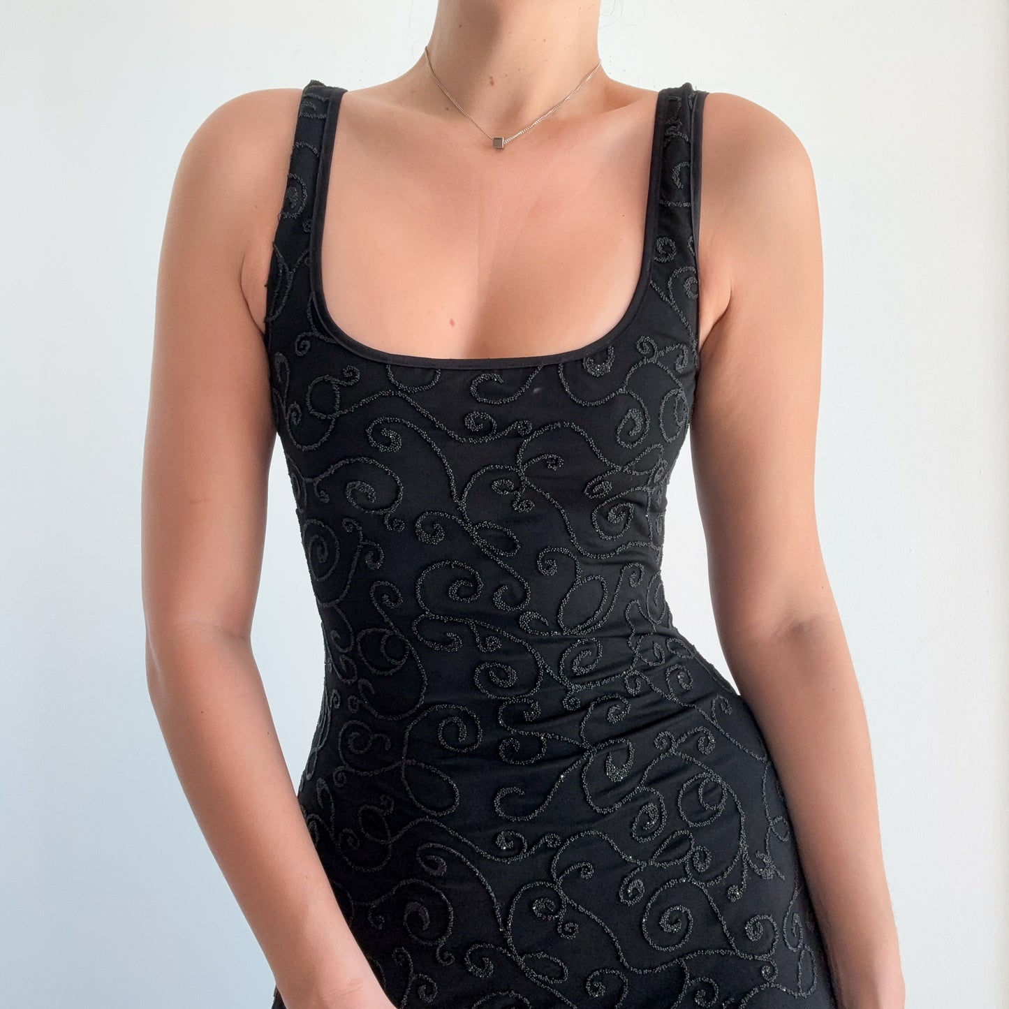 90's Cache Black Beaded Gown / SZ M