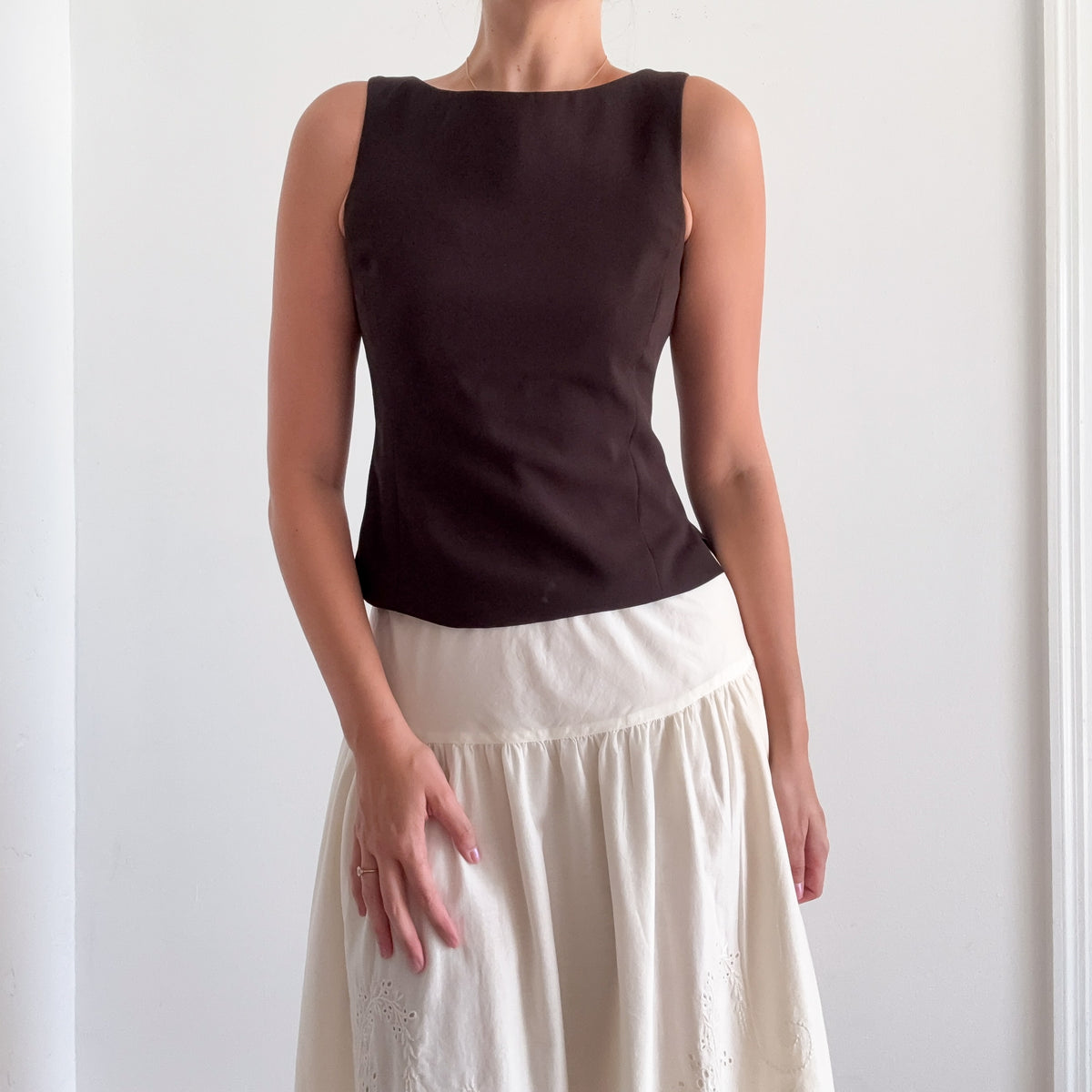 Y2K Esprit Brown Back Button Top / SZ S