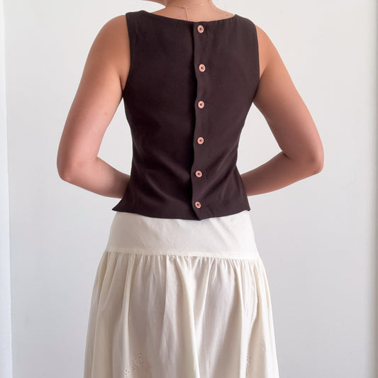 Y2K Esprit Brown Back Button Top / SZ S