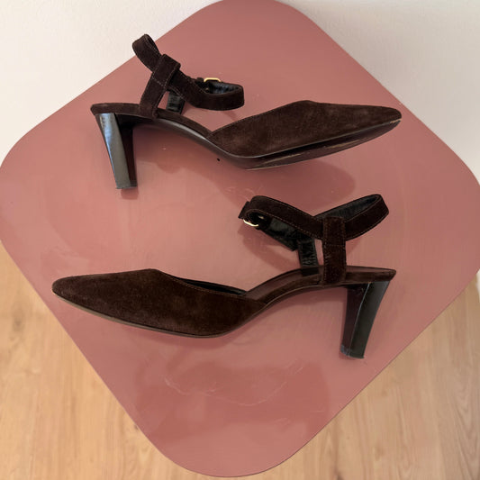 Vintage Balenciaga Brown Suede Heels / SZ 6