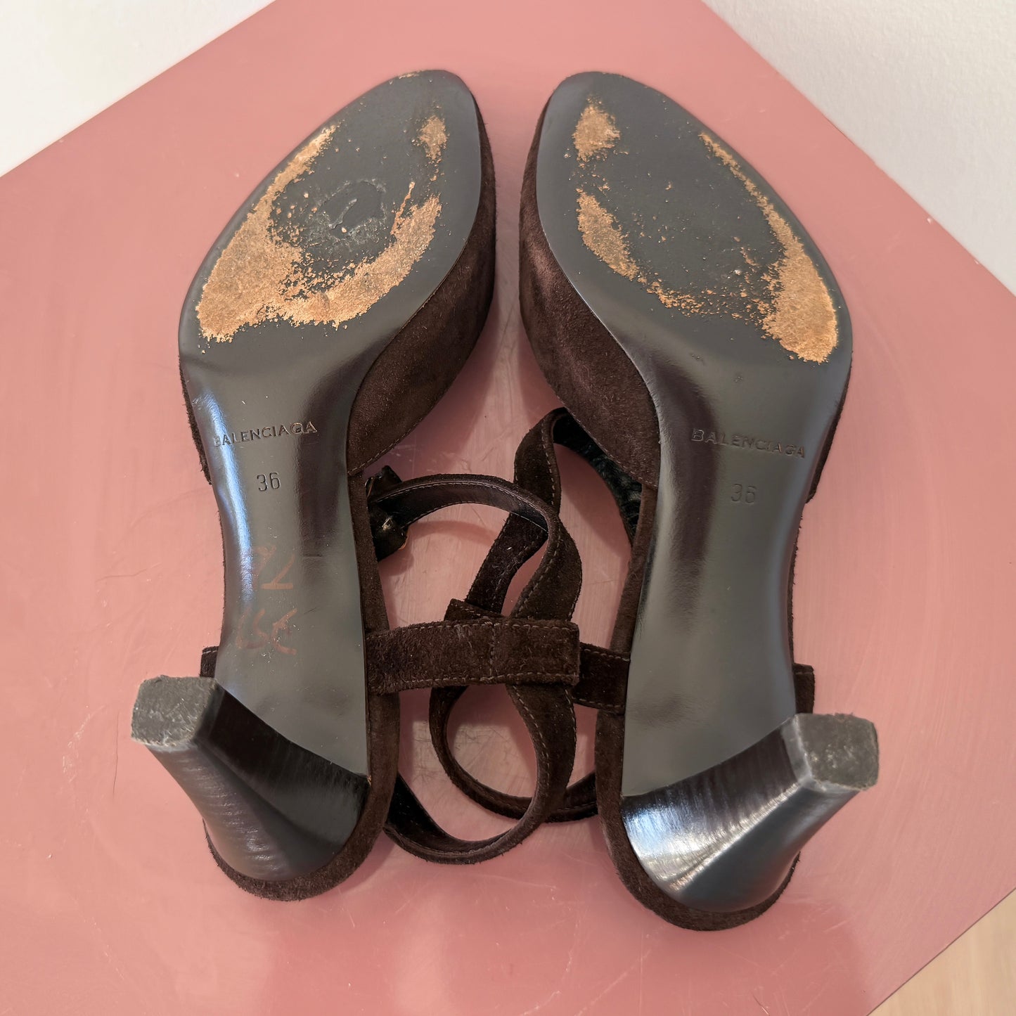 Vintage Balenciaga Brown Suede Heels / SZ 6