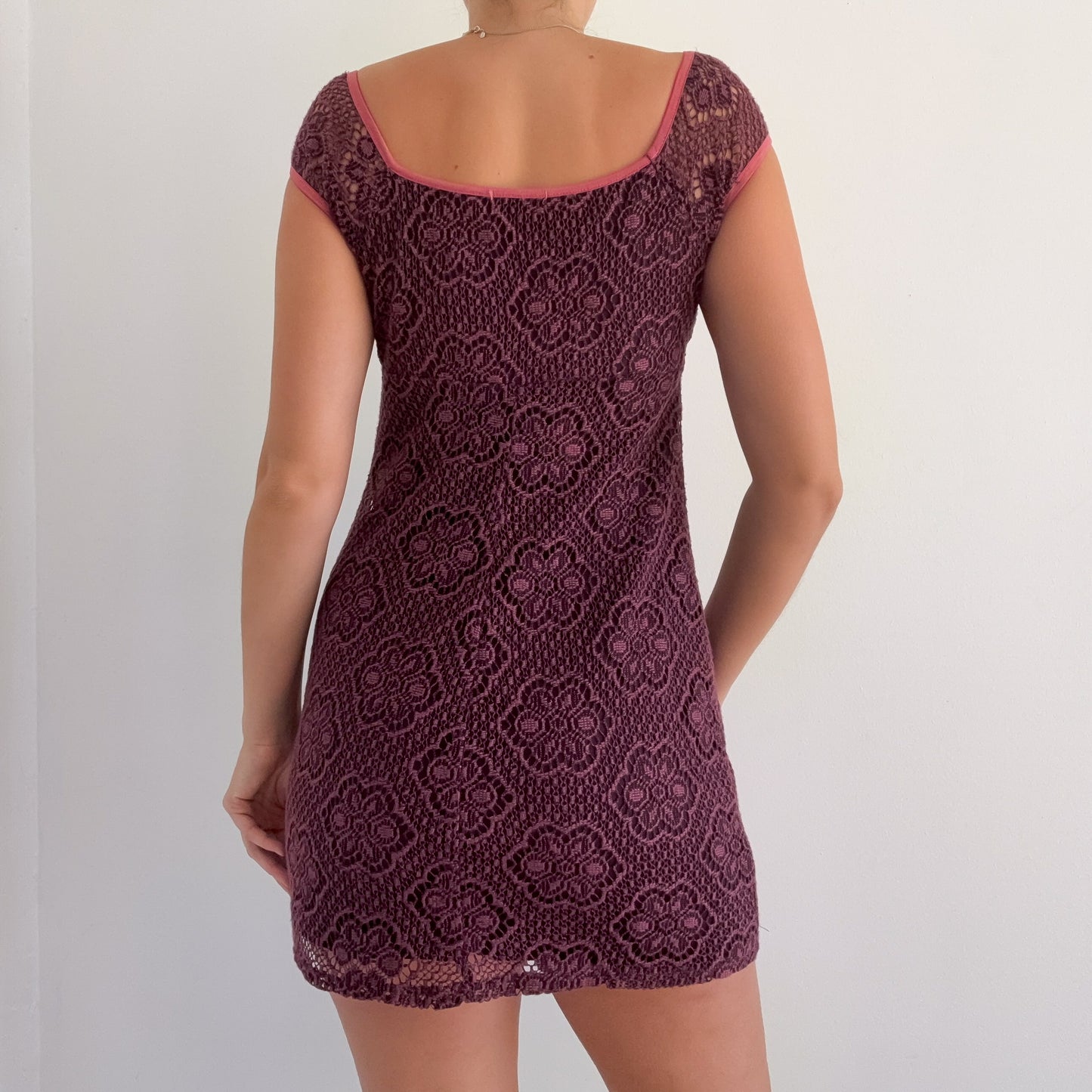 Y2K Pink & Brown Knitted Mini Dress / SZ S
