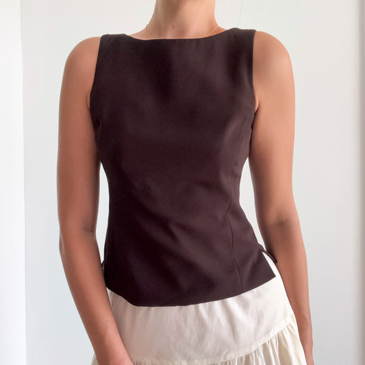 Y2K Esprit Brown Back Button Top / SZ S