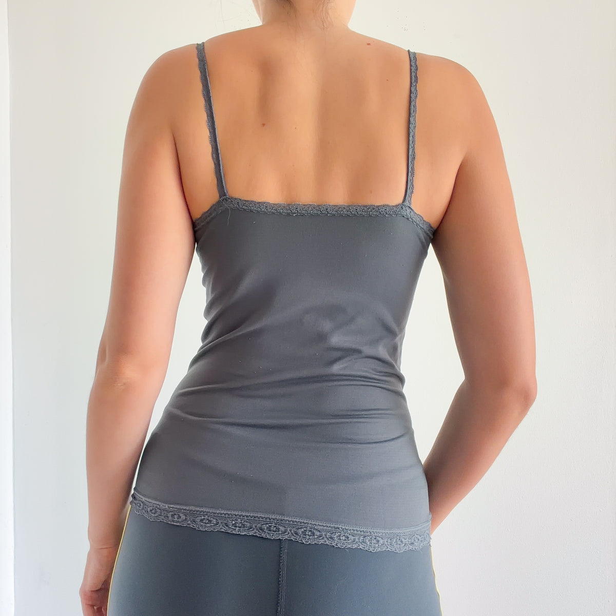 Y2K Grey Stretch Lace Tank / SZ XS-M