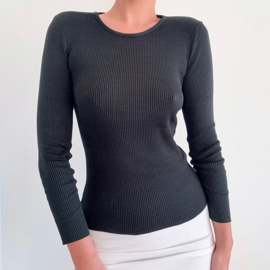 70's Pierre Cardin Black Knit Top / SZ S