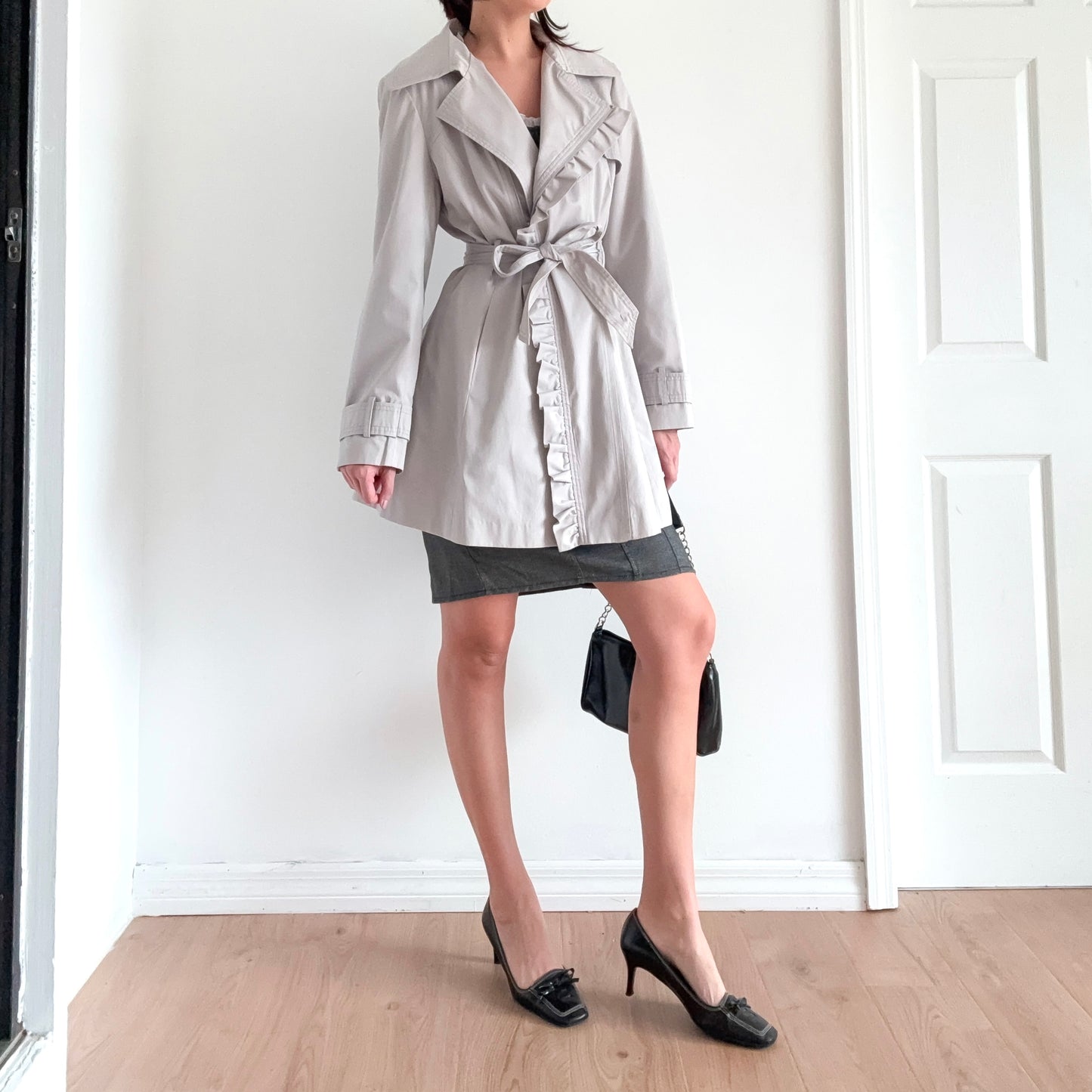 2010's Light Grey Ruffle Coat / SZ L