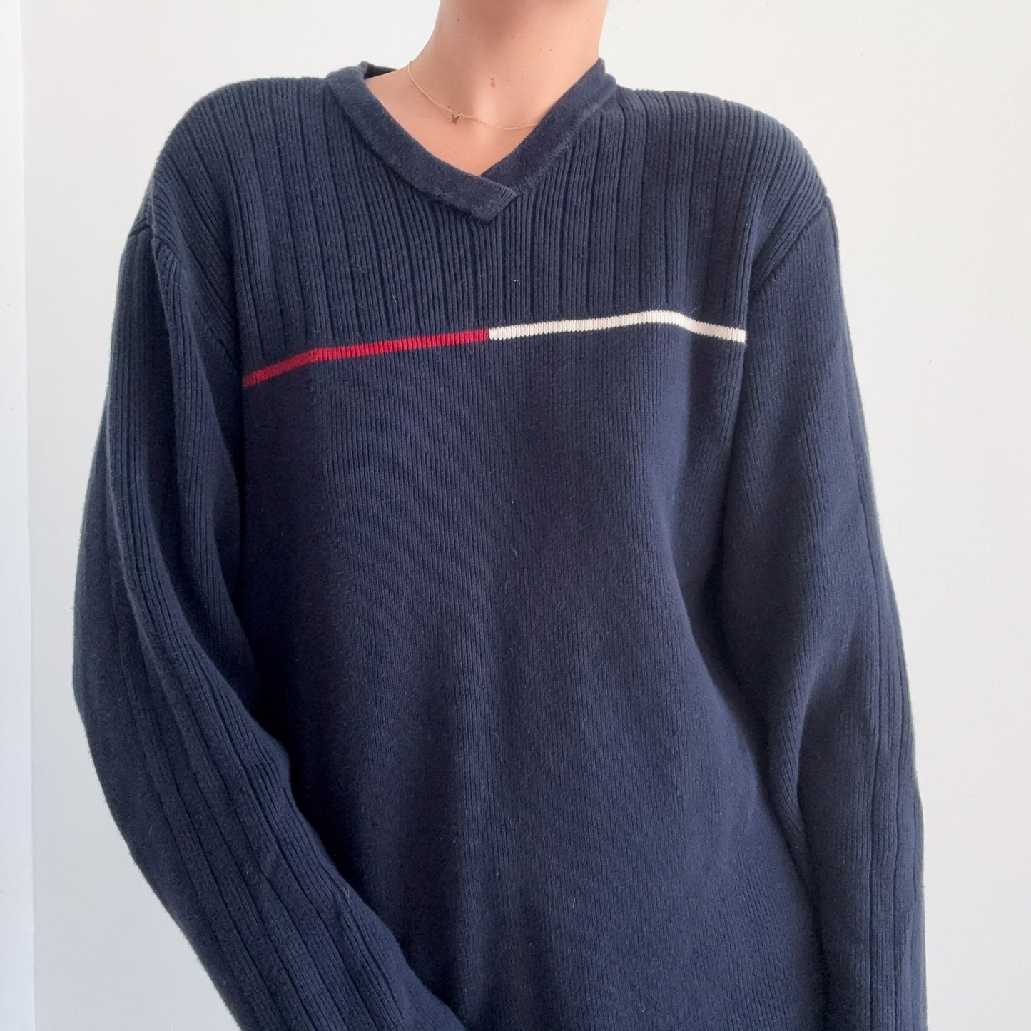 Y2K Tommy Hilfiger Navy Sweater / SZ M-XL