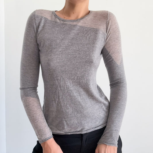 Y2K Grey Wool Knit Long Sleeve / SZ M