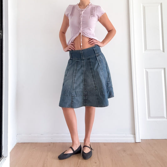 Y2K DKNY Denim Midi Skirt / SZ 4-6